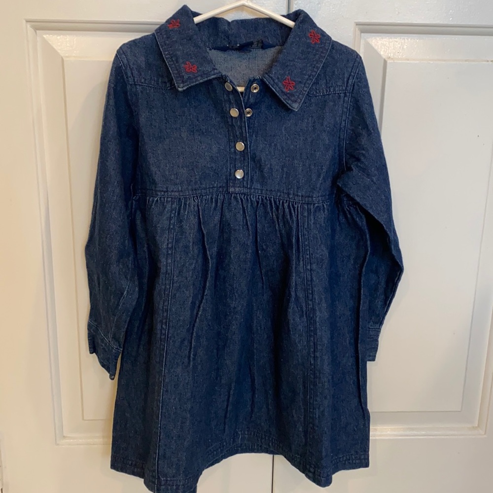 Girl’s Jean Dress with Appliqué Collar